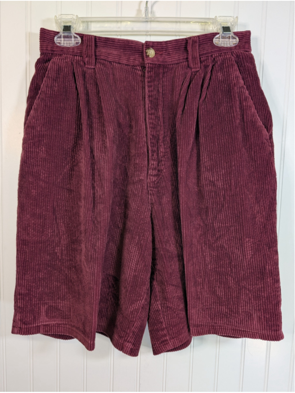 Vintage 90s Burgundy Corduroy Pleated Shorts High Waisted Northern Reflections 4